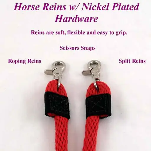 Horse Split Reins Round with Nickel Plated Hardware