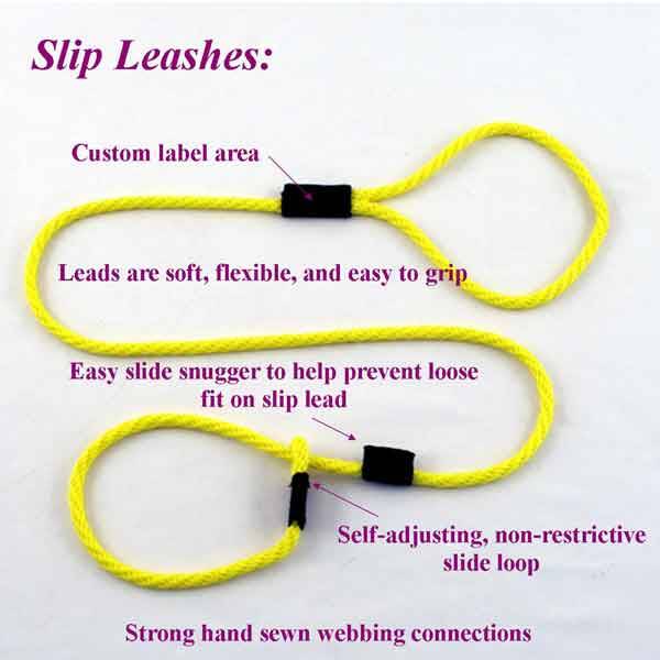 3/8" Round Slip Leashes for Hunting Dogs (Polypropylene)