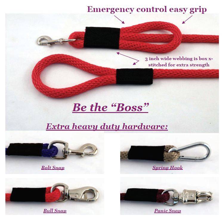 5/8 Inch Round "Be the Boss" Safety Dog Leashes