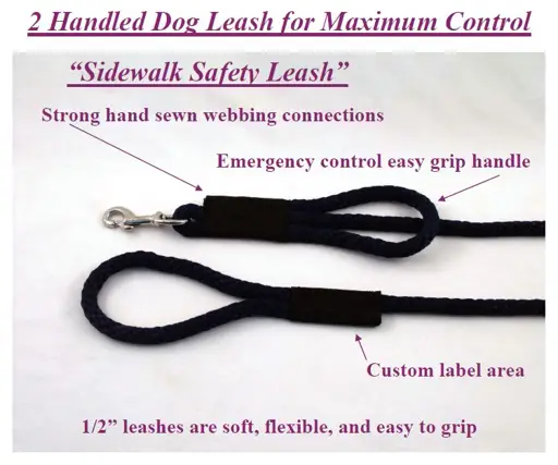 10 Foot Sidewalk Safety Dog Snap Leash 1/2" Round Polypropylene